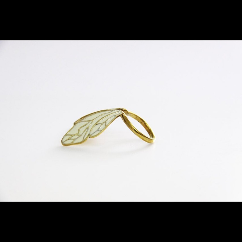 White Dragonfly Wings Ring Adjustable Vintage - image 3